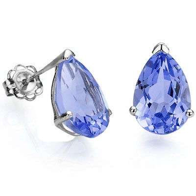 **IN STOCK!!*** 0.8 CARAT TW (2 PCS) TANZANITE 10K SOLID WHITE GOLD EARRINGS