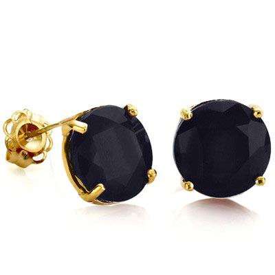**IN STOCK!!*** 1.2 CARAT TW (2 PCS) GENUINE BLACK SAPPHIRE 10K SOLID YELLOW GOLD EARRINGS
