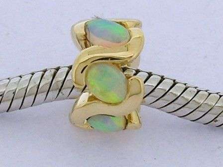 Genuine 9ct Solid Gold NATURAL Opal Roundel Bead Charm