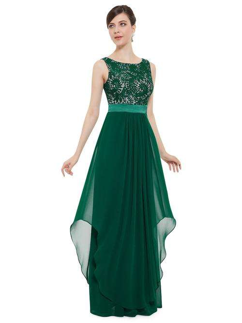 Women's Bateau Neck Lace Long Evening Party Dress Prom Bridesmaid Size 14