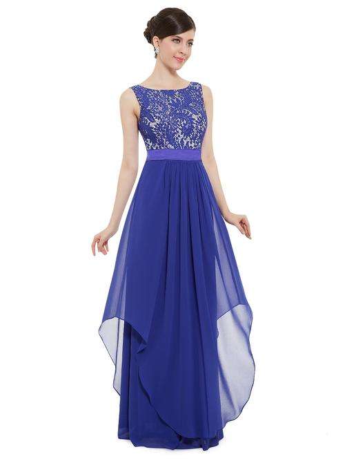 Women's Bateau Neck Lace Long Evening Party Dress Prom Bridesmaid Size 10