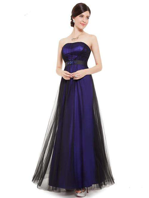 Sexy Women Blue Strapless Party Evening Prom Dress Bridesmaid Size 14