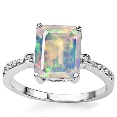 ***IN STOCK***REAL STONES!!!*** 2.86 CARAT TW CREATED FIRE OPAL & GENUINE DIAMOND PLATINUM OVER 0.92