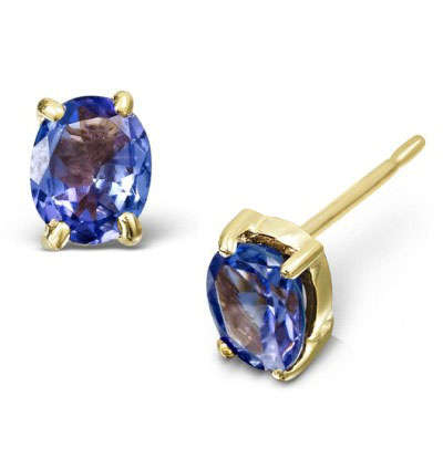 1 Carat Tanzanite Earrings in 14K Solid Gold