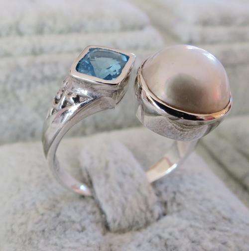 ***IN STOCK***REAL STONES!!!*** SOLID STERLING SILVER FABULOUS MABE SIZE ADJUSTABLE