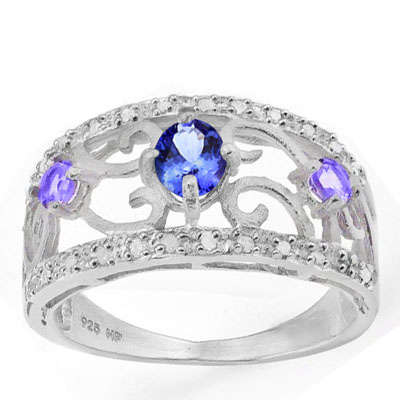 ***IN STOCK***REAL STONES!!!*** 0.68 CARAT TW GENUINE TANZANITE & GENUINE TANZANITE PLATINUM OVER