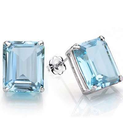 ***IN STOCK***REAL STONES!!!*** 1.30 CT BLUE TOPAZ 0.925 STERLING SILVER W/ PLATINUM EARRINGS