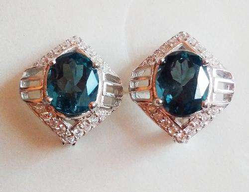 ***IN STOCK!!*** REAL STONES!**  LONDON BLUE TOPAZ EARRINGS SET IN SOLID STERLING SILVER