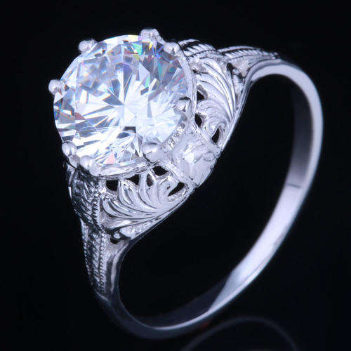 ***IN STOCK*** 8mm Round Engagement Wedding Cubic Zirconia Solitaire Ring Sterling Silver 925