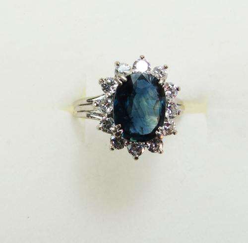 ***IN STOCK!!!  WITH CERT R27 290*** 14K WHITE GOLD PRINCESS DI 1.60 SAPPHIRE & .50 CT DIAMOND