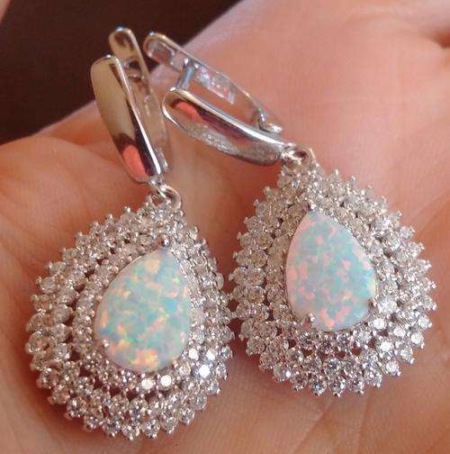 **IN STOCK!!**REAL GEMSTONES!!** SOLID STERLING SILVER SET WITH OPAL GEMSTONES