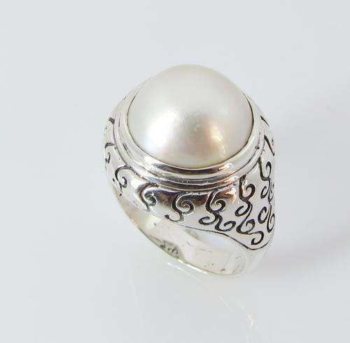 ***IN STOCK!!*** GORGEOUS REAL WHITE MABE SOLID STERLING SILVER STAMPED 925 RING size 7