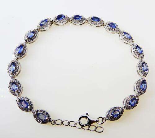 ***IN STOCK!!*** LOVELY REAL TANZANITE GEMSTONES SOLID STERLING SILVER STAMPED 925 BRACELET