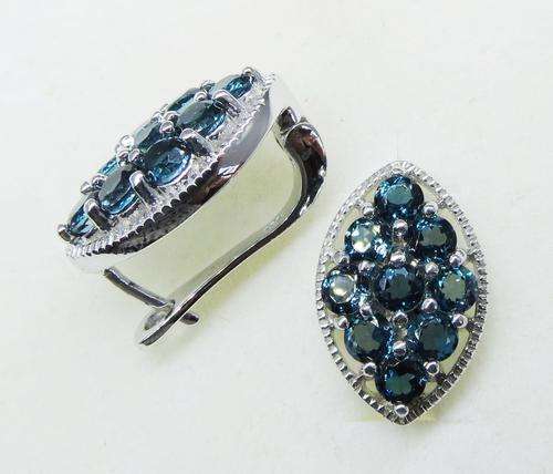 ***IN STOCK!!*** LOVELY REAL LONDON TOPAZ GEMSTONES SOLID STERLING SILVER STAMPED 925 EARRING