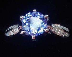 **IN STOCK!!!**"CERTIFICATE INCLUDED!!" SOLID 14K WHITE GOLD NATURAL BLUE TANZANITE DIAMOND RING