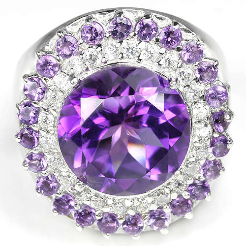 ***IN STOCK!!*** NATURAL 12 MM. AAA PURPLE AMETHYST STERLING 925 SILVER RING 6.75