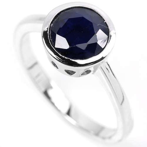***IN STOCK***REAL STONES!!!*** BLUE SAPPHIRE 8 MM. ROUND STERLING 925 SILVER RING SIZE 8