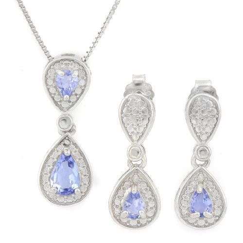 ***IN STOCK***REAL STONES!!!*** 3/4 CARAT TANZANITE 925 STERLING SILVER SET
