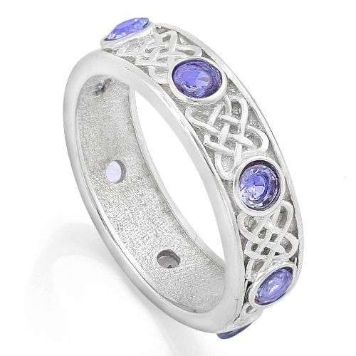 ***IN STOCK***REAL STONES!!!*** 2/3 CARAT ( 8 PCS ) GENUINE TANZANITES 925 STERLING SILVER RING 8