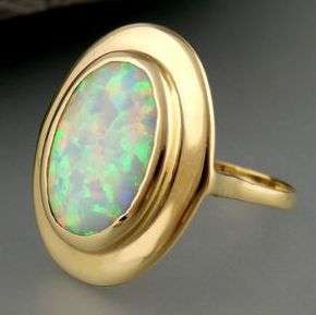 ***IN STOCK***REAL STONES!!!*** Ring with gorgeous real Opal in 585/14k Yellow gold