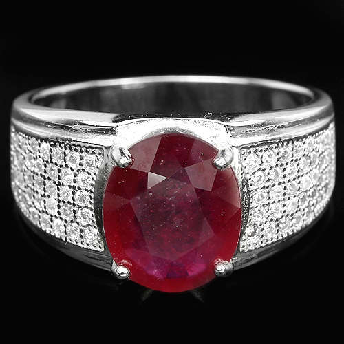 ***IN STOCK***REAL STONES!!!*** BLOOD RED RUBY OVAL STERLING 925 SILVER RING 9