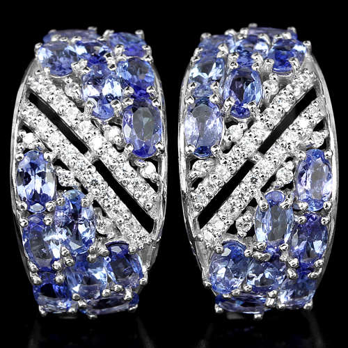 ***IN STOCK***REAL STONES!!!***  TOP BLUE TANZANITE OVAL STERLING 925 SILVER EARRING