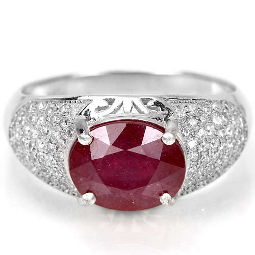 ***IN STOCK***REAL STONES!!!***  AAA BLOOD RED RUBY OVAL STERLING 925 SILVER RING 10