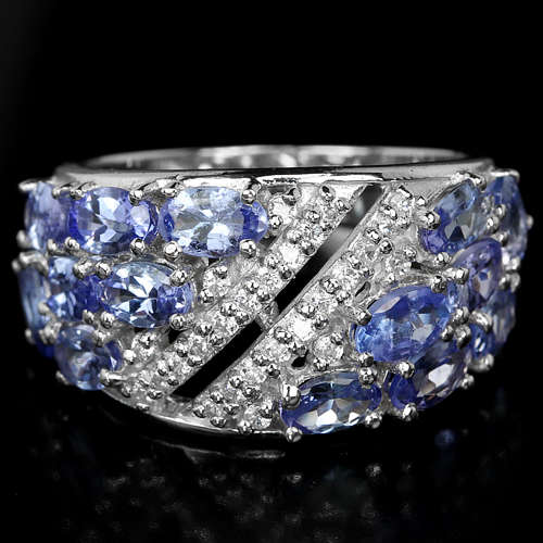 ***IN STOCK***REAL STONES!!!***  TOP BLUE TANZANITE OVAL STERLING 925 SILVER RING SIZE 7.