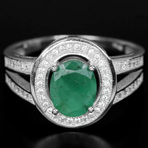 ***IN STOCK***REAL STONES!!!*** GREEN EMERALD OVAL STERLING 925 SILVER RING SIZE 9.25