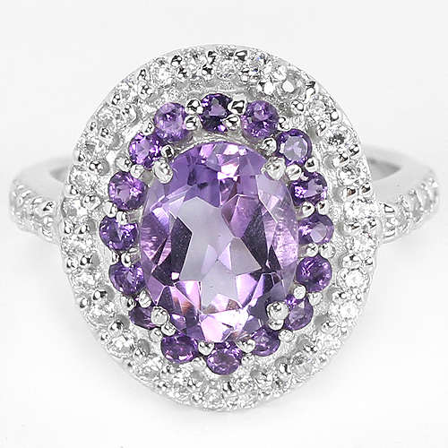 ***IN STOCK***REAL STONES!!!***  PURPLE AMETHYST STERLING 925 SILVER RING SIZE 5.5