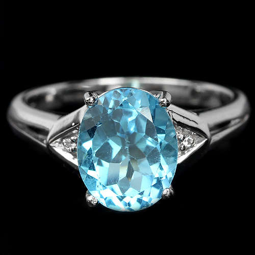 ***IN STOCK***REAL STONES!!!***  SWISS BLUE TOPAZ STERLING 925 SILVER RING SIZE 6.25