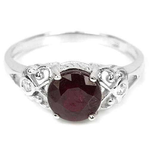***IN STOCK***REAL STONES!!!*** BLOOD RED RUBY ROUND STERLING 925 SILVER RING SIZE 8