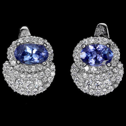 ***IN STOCK***REAL STONES!!!***  BLUE VIOLET TANZANITE STERLING 925 SILVER EARRINGS