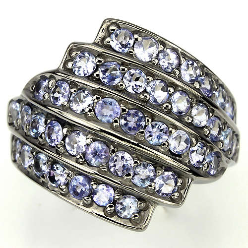 ***IN STOCK!!*** NATURAL ROUND 2.5mm BLUE VIOLET TANZANITE STERLING 925 SILVER RING 7