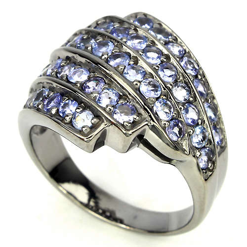 ***IN STOCK!!*** NATURAL ROUND 2.5mm BLUE VIOLET TANZANITE STERLING 925 SILVER RING 7