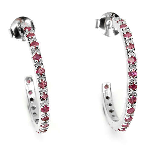 ***IN STOCK!!*** NATURAL ROUND CUT TOP RICH RED PINK RUBY STERLING 925 SILVER EARRINGS