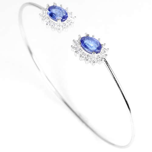 ***IN STOCK!!*** NATURAL TOP BLUE TANZANITE OVAL  STERLING 925 SILVER BANGLE