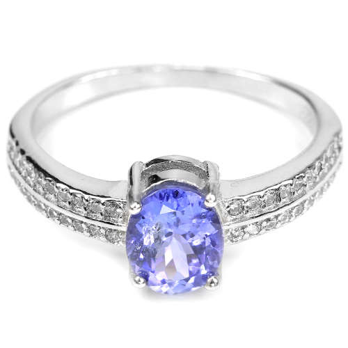 ***IN STOCK!!*** NATURAL 8X6 MM. OVAL BLUE TANZANITE STERLING 925 SILVER RING SIZE 8