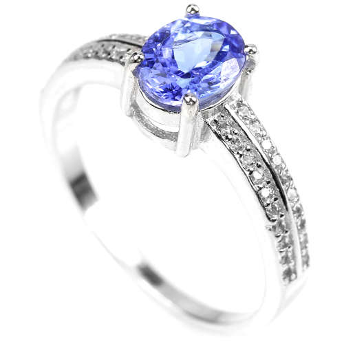 ***IN STOCK!!*** NATURAL 8X6 MM. OVAL BLUE TANZANITE STERLING 925 SILVER RING SIZE 8