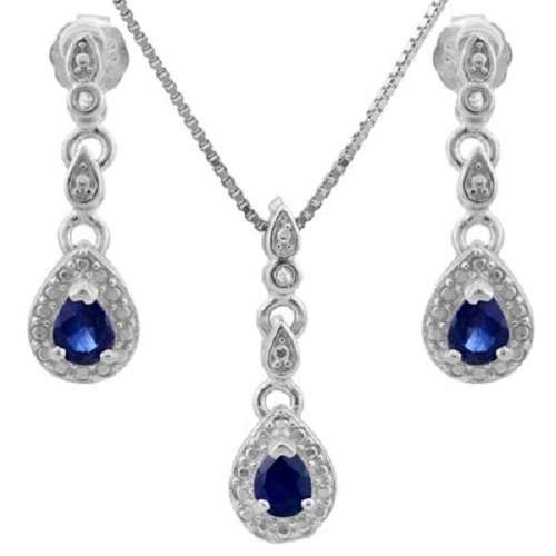 ***IN STOCK***REAL STONES!!!*** 2/3 CARAT SAPPHIRE & DIAMOND 925 STERLING SILVER SET