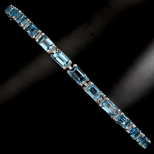 **IN STOCK!!**REAL GEMSTONES!!** 5x3mm. TOP LONDON BLUE TOPAZ STERLING 925 SILVER BRACELET 8.5
