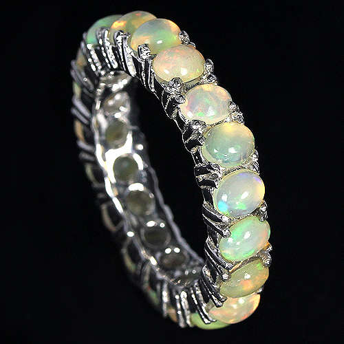 **IN STOCK!!**REAL GEMSTONES!!** RAINBOW OPAL OVAL STERLING 925 SILVER RING SIZE 5