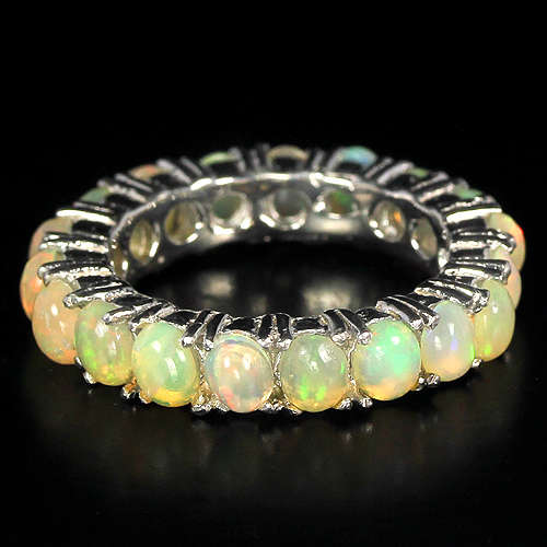 **IN STOCK!!**REAL GEMSTONES!!** RAINBOW OPAL OVAL STERLING 925 SILVER RING SIZE 5