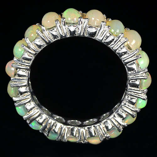 **IN STOCK!!**REAL GEMSTONES!!** RAINBOW OPAL OVAL STERLING 925 SILVER RING SIZE 5