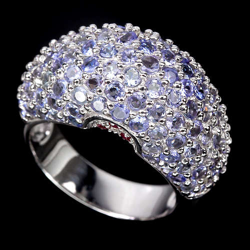 **IN STOCK!!** REAL STONES!!** TOP BLUE VIOLET TANZANITE AND RUBY SOLID STERLING 925 SILVER RING