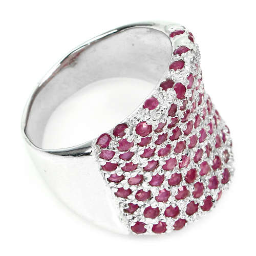 ***IN STOCK*** Round Cut Top Rich Red Pink Ruby 925 Sterling Silver Ring Size 8