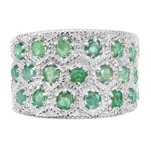 ***IN STOCK*** Natural Round 3mm Top Rich Green Emerald 925 Sterling Silver Ring Size 8