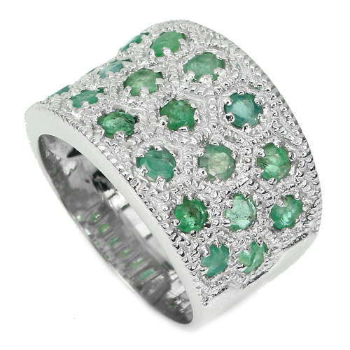 ***IN STOCK*** Natural Round 3mm Top Rich Green Emerald 925 Sterling Silver Ring Size 8