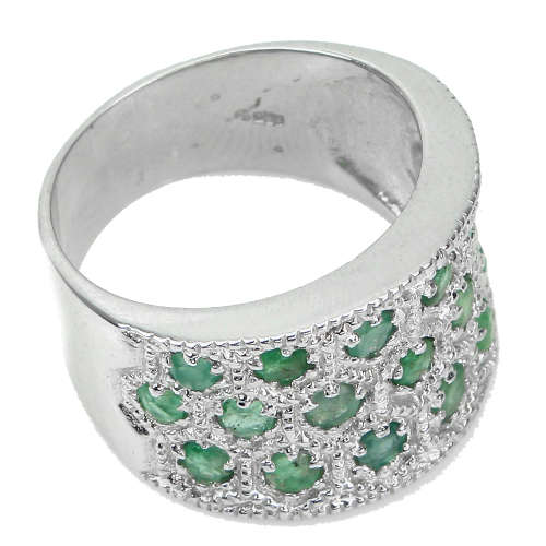 ***IN STOCK*** Natural Round 3mm Top Rich Green Emerald 925 Sterling Silver Ring Size 8