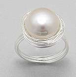 "IN STOCK!!"  Solid 925 Sterling Silver ring set with a real pearl size 7 (6 AND 8 AVAILABLE)